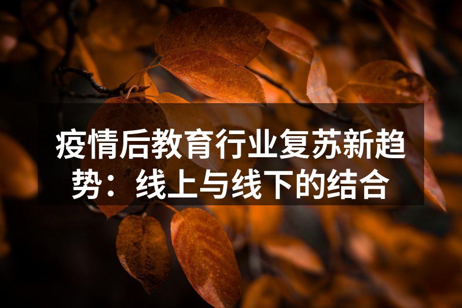 疫情后教育行业复苏新趋势：线上与线下的结合